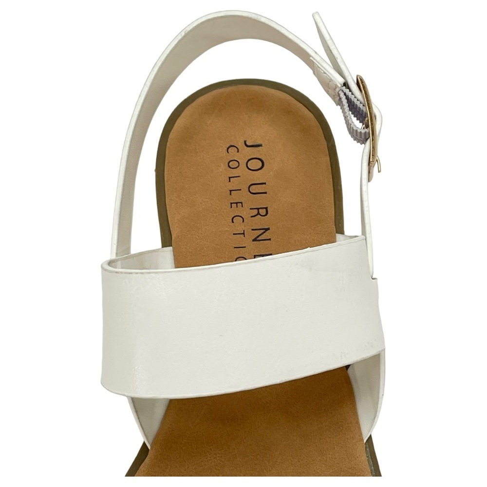 Journee Collection Lavine White Faux Leather Womens Slingback Sandals Size 7W - Picture 8 of 14